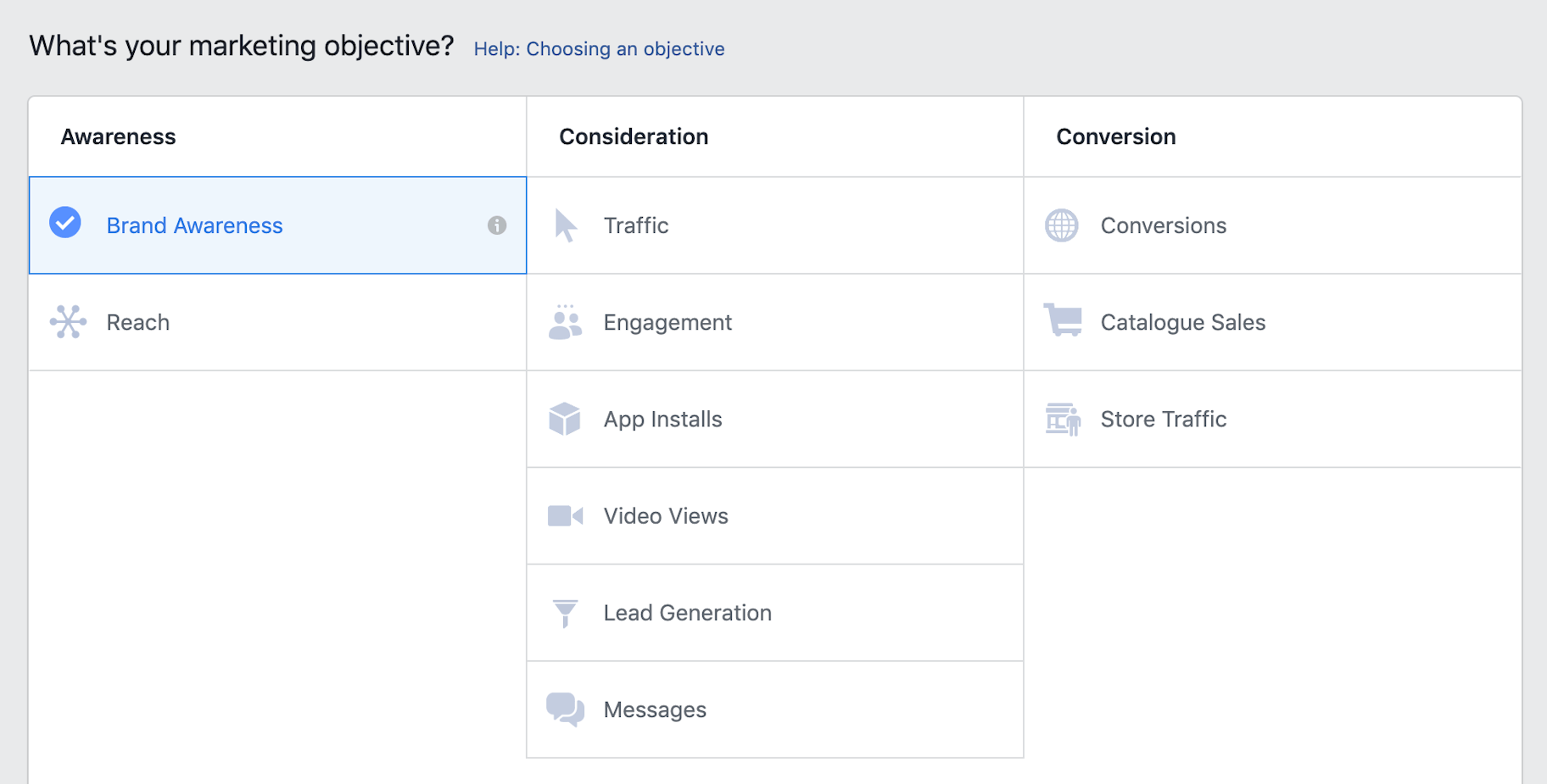 Facebook广告目标