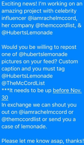 影响者营销联系示例