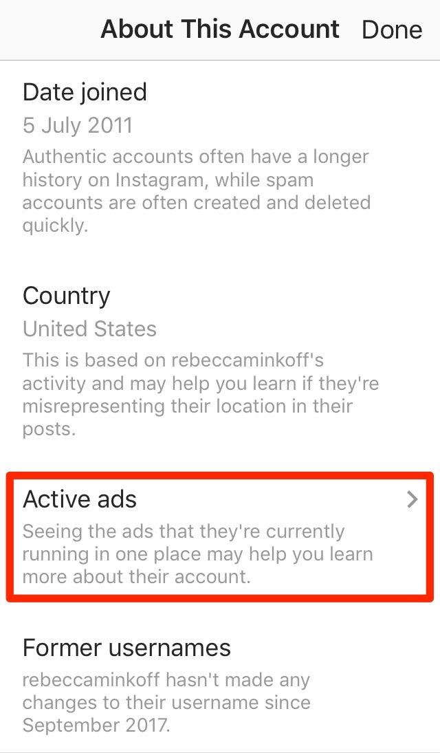 查看活跃的Instagram广告