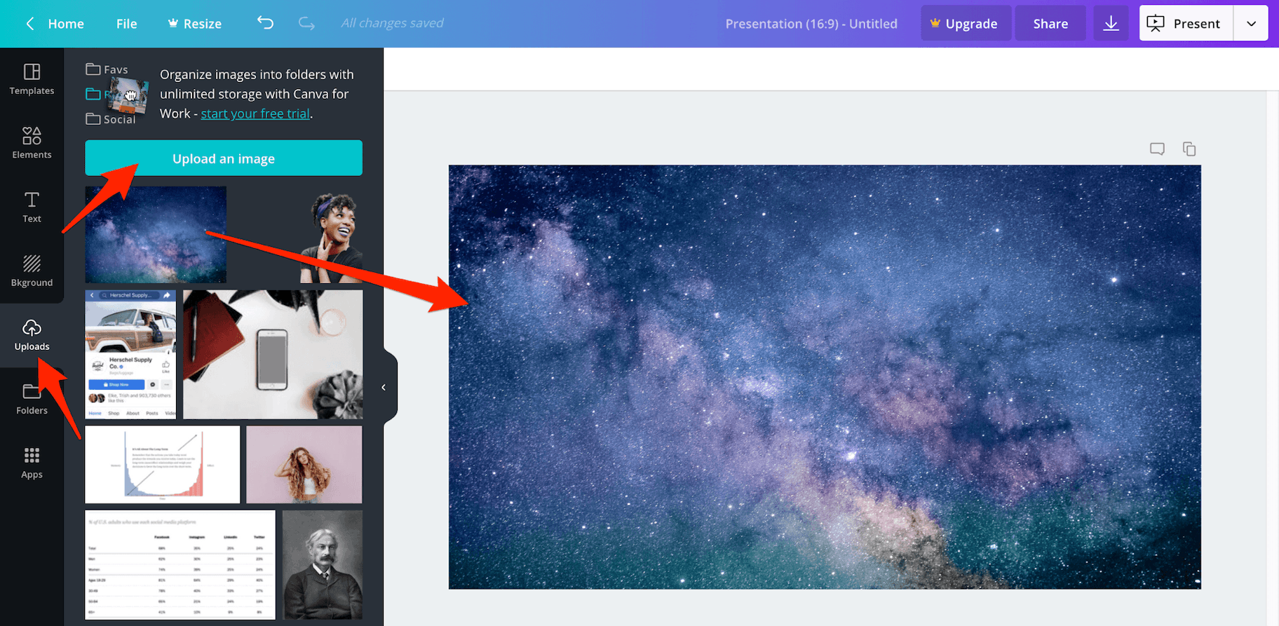 上传图像到画布