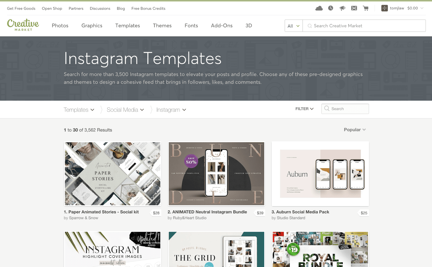 创意市场Instagram模板