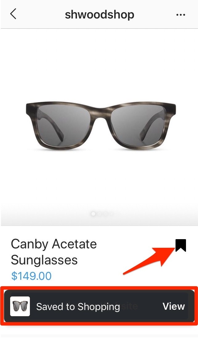 保存产品Instagram商店