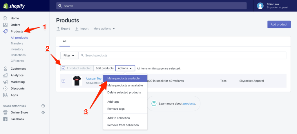在Facebook上发布产品