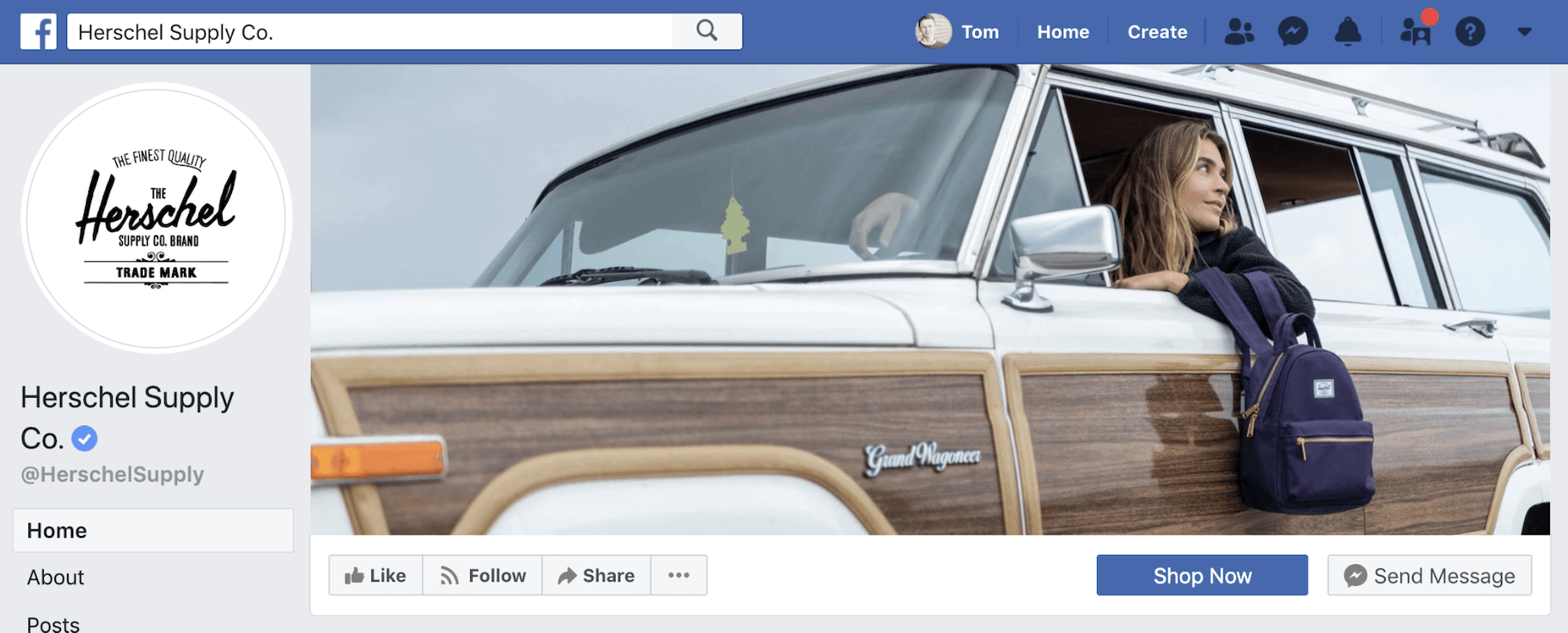 Herschel Supply Facebook桌面页面