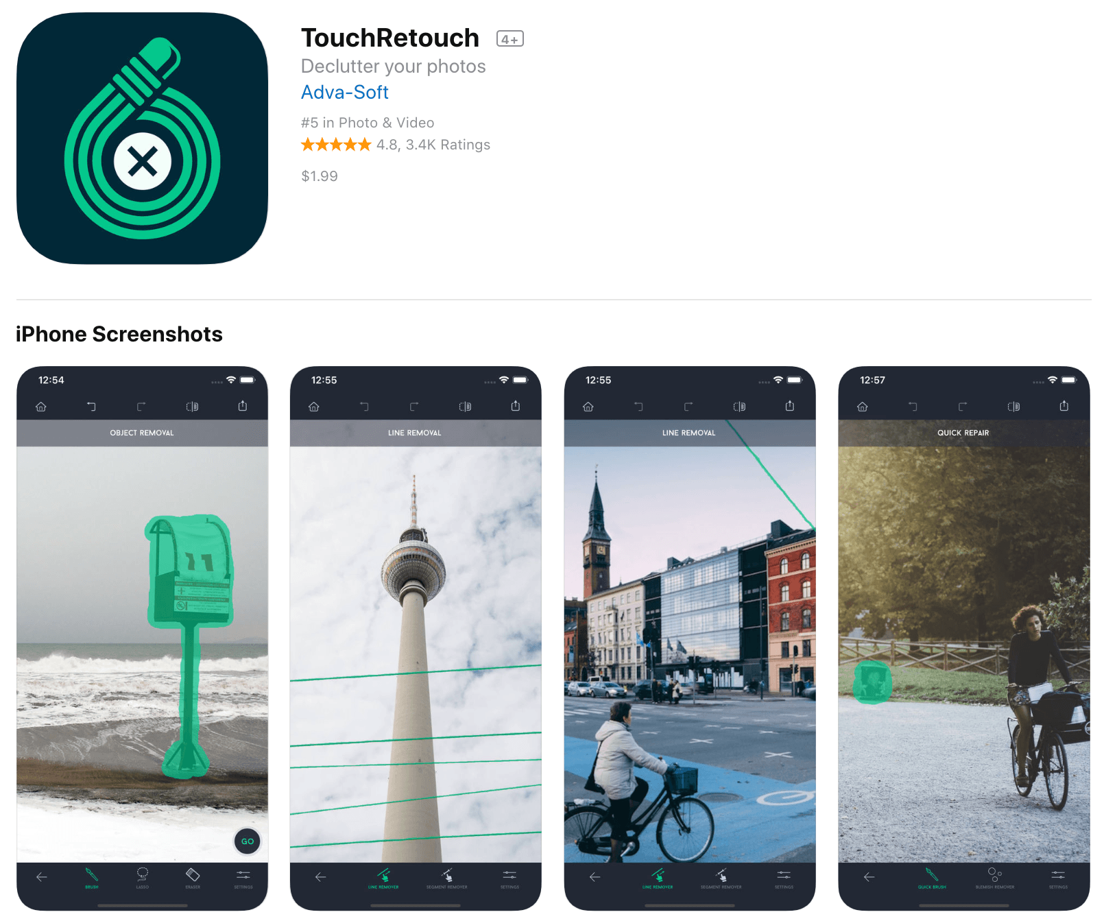 TouchRetouch付费照片编辑器应用程序