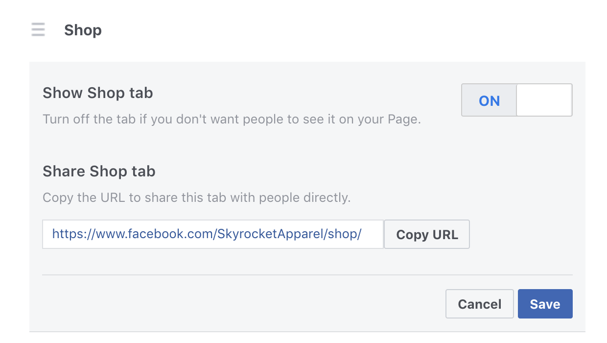 Facebook商店标签