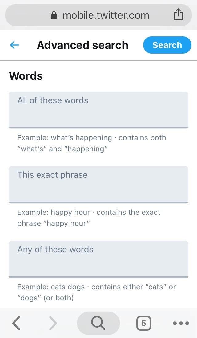 推特移动高级搜索