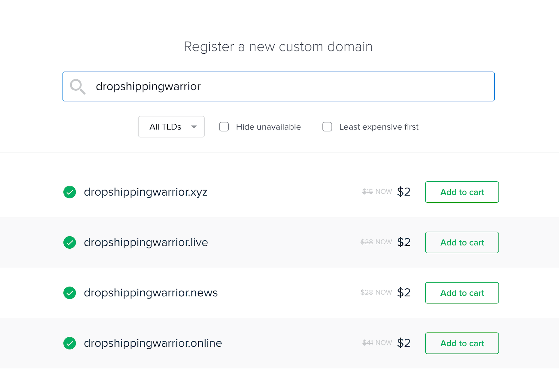 Rebrandly域名搜索