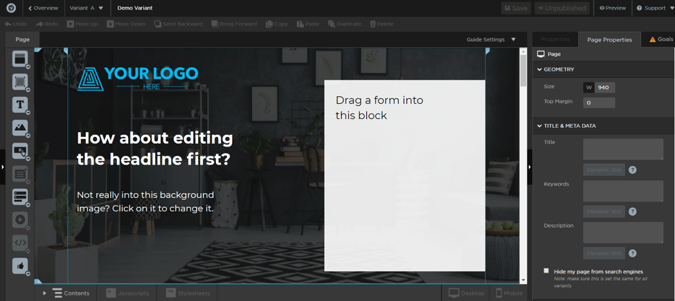 Unbounce着陆页面生成器