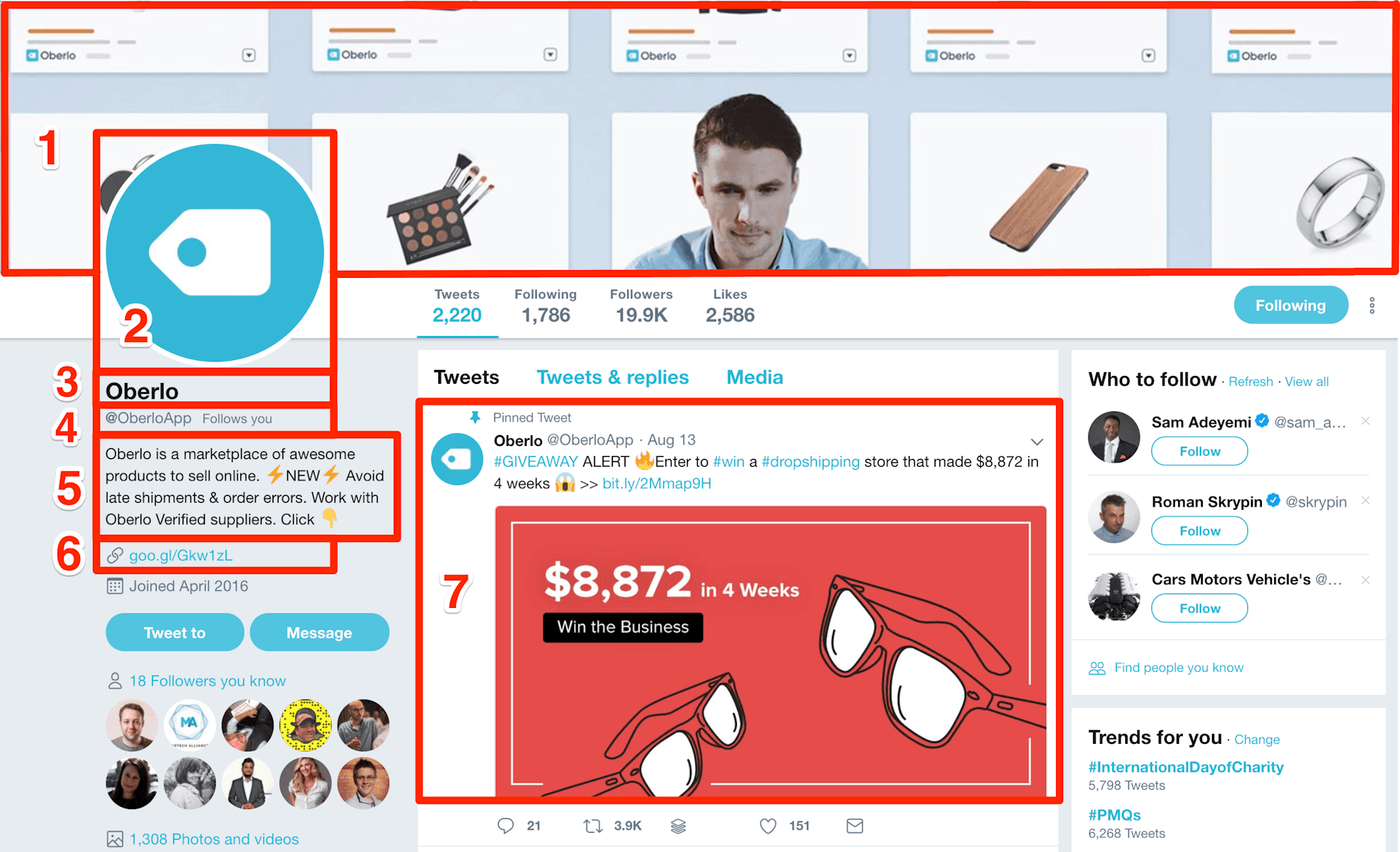 Twitter个人资料元素