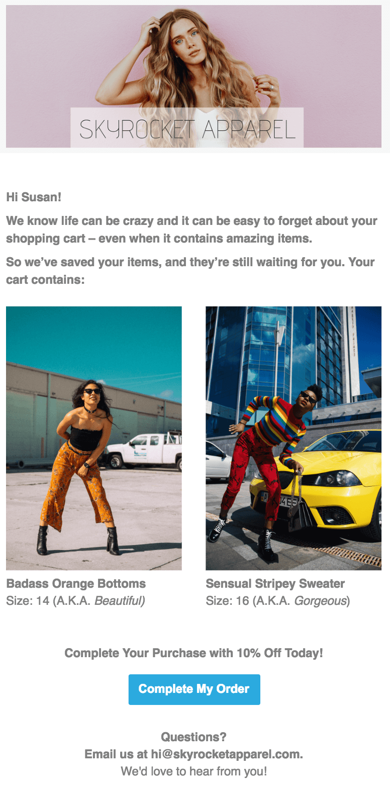 Cart Abandonment Email Template
