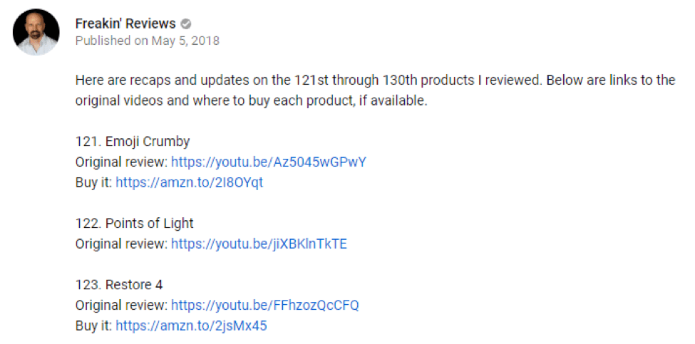 youtube description affiliate links