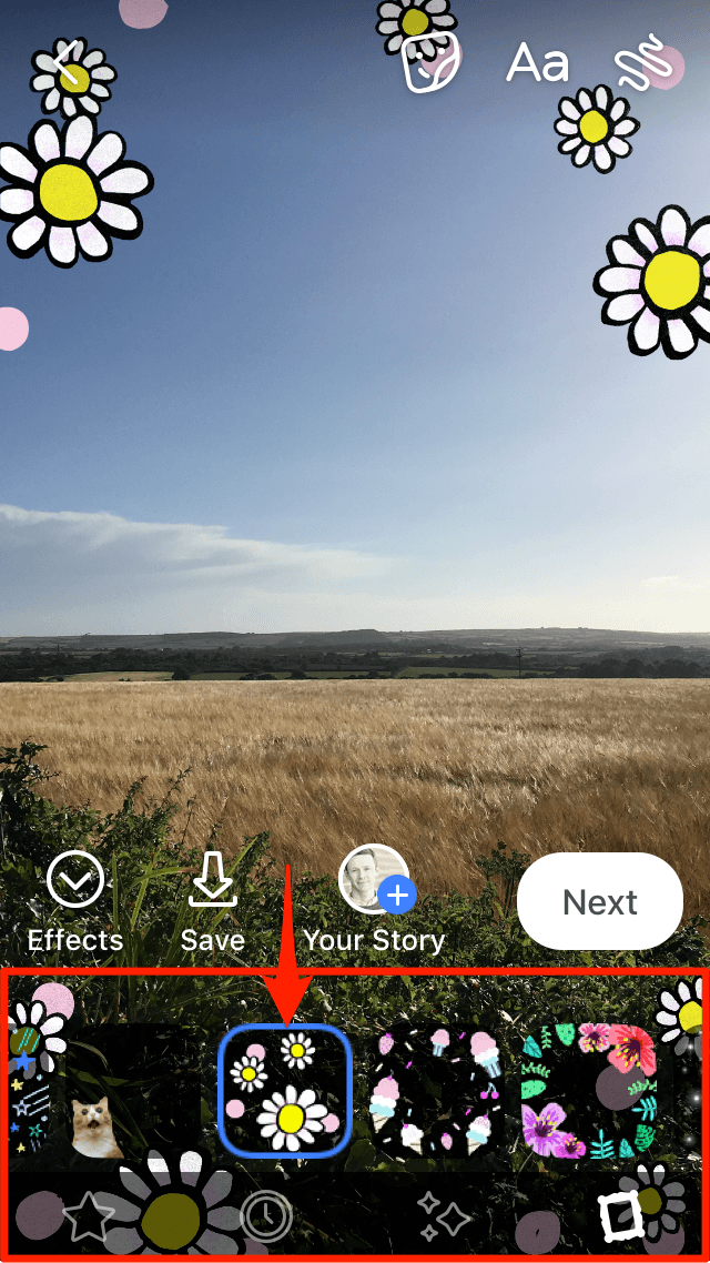 添加效果Facebook故事