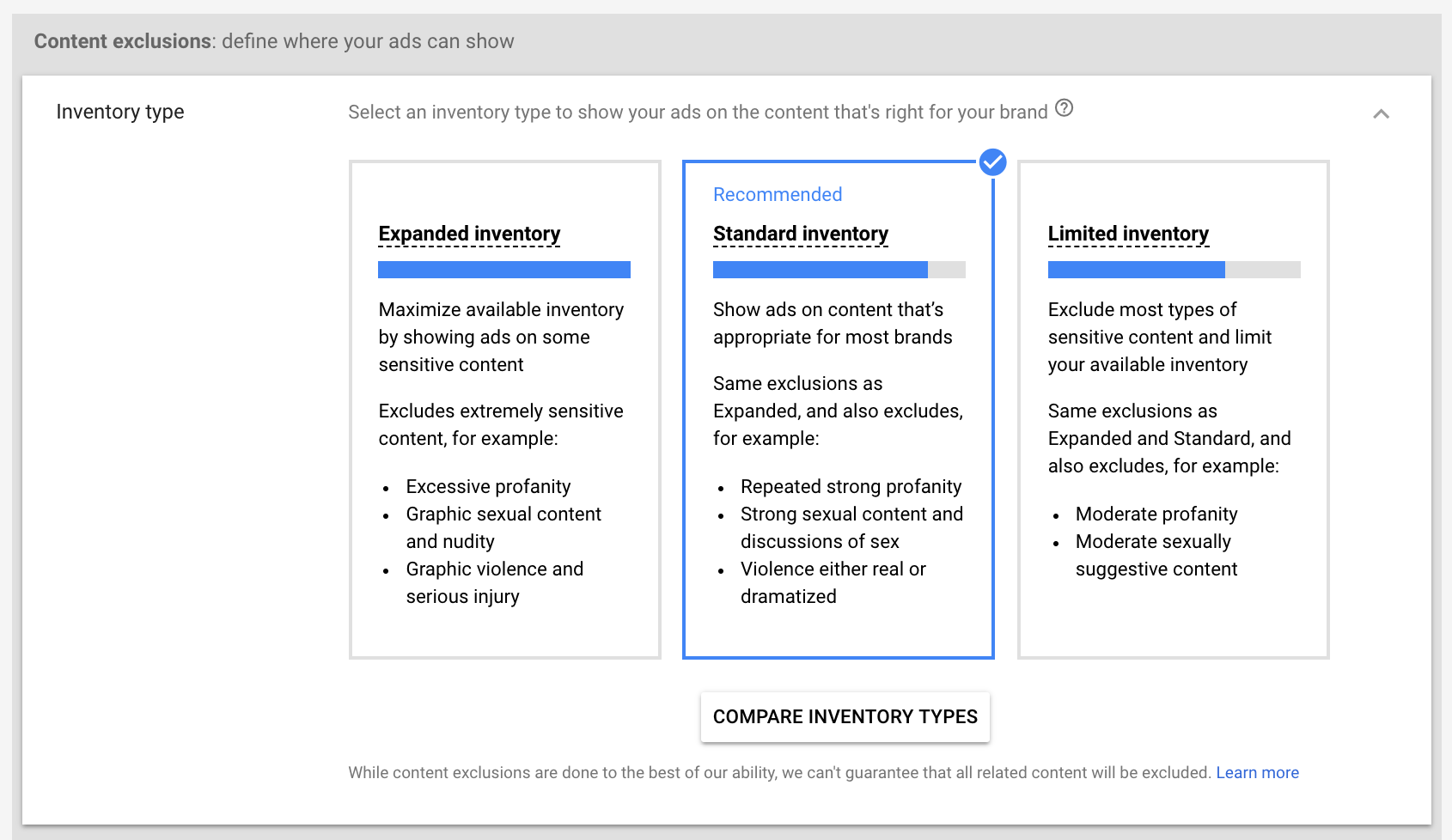 YouTube广告目录类型