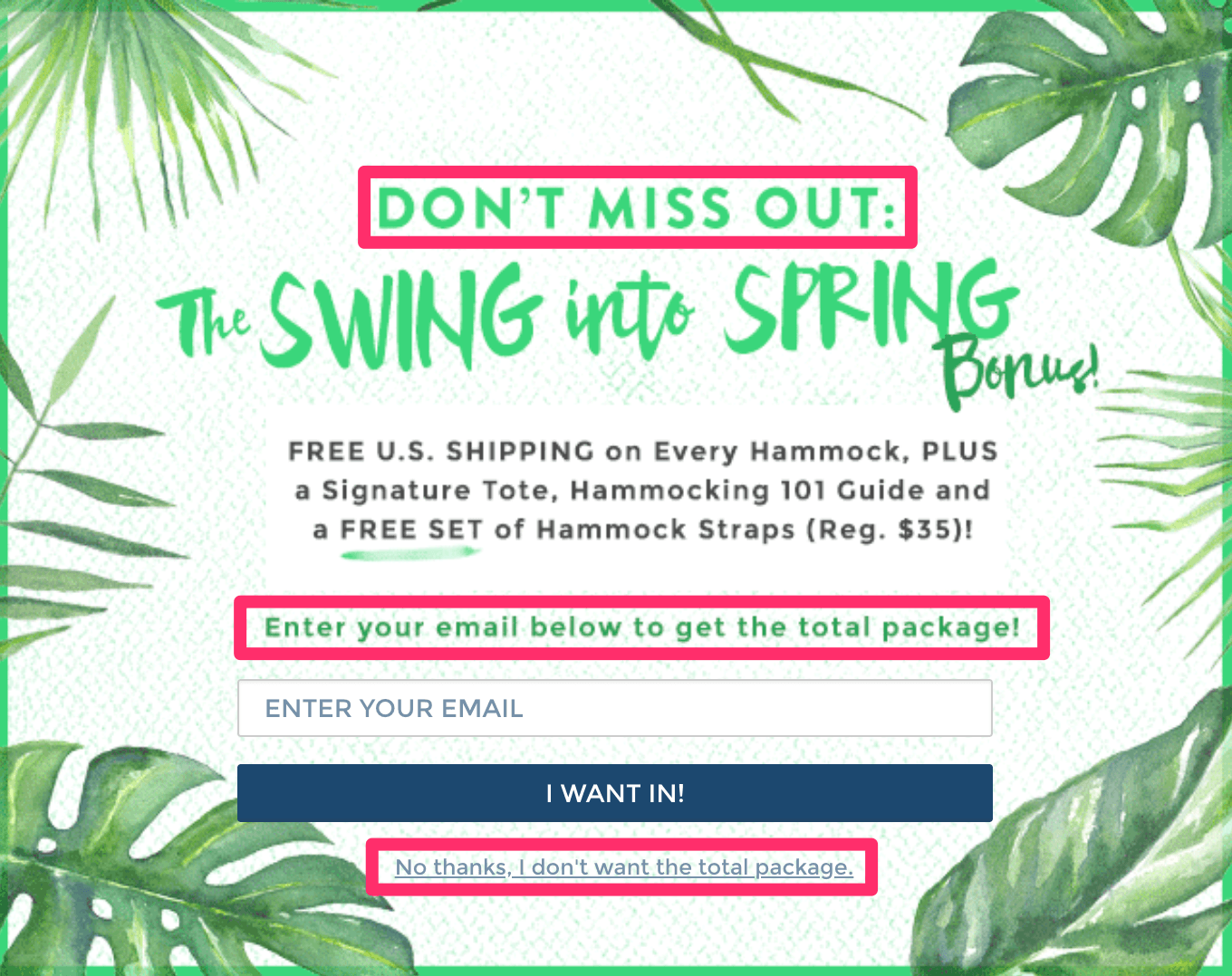 Yellow Leaf Hammock FOMO Signup