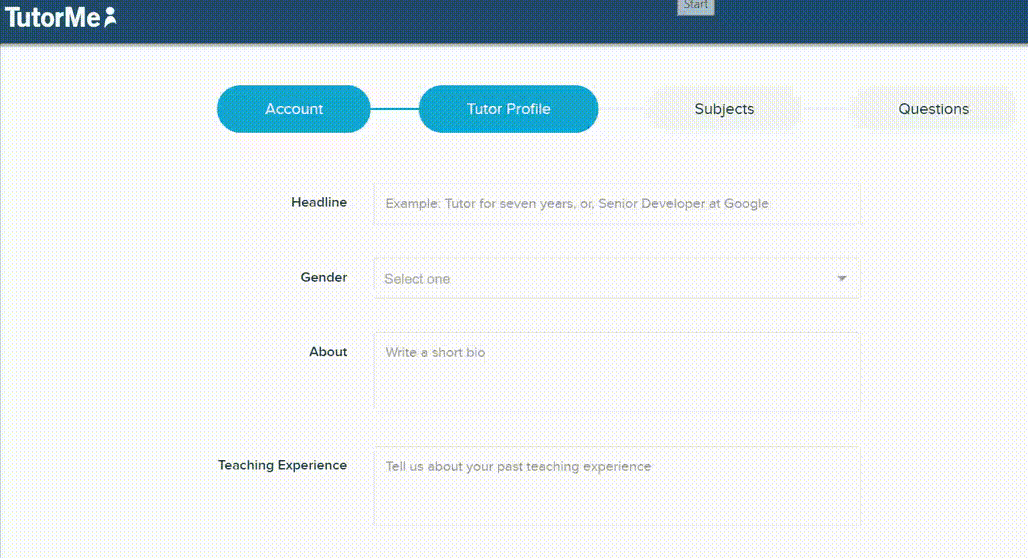 Tutor Me个人资料设置