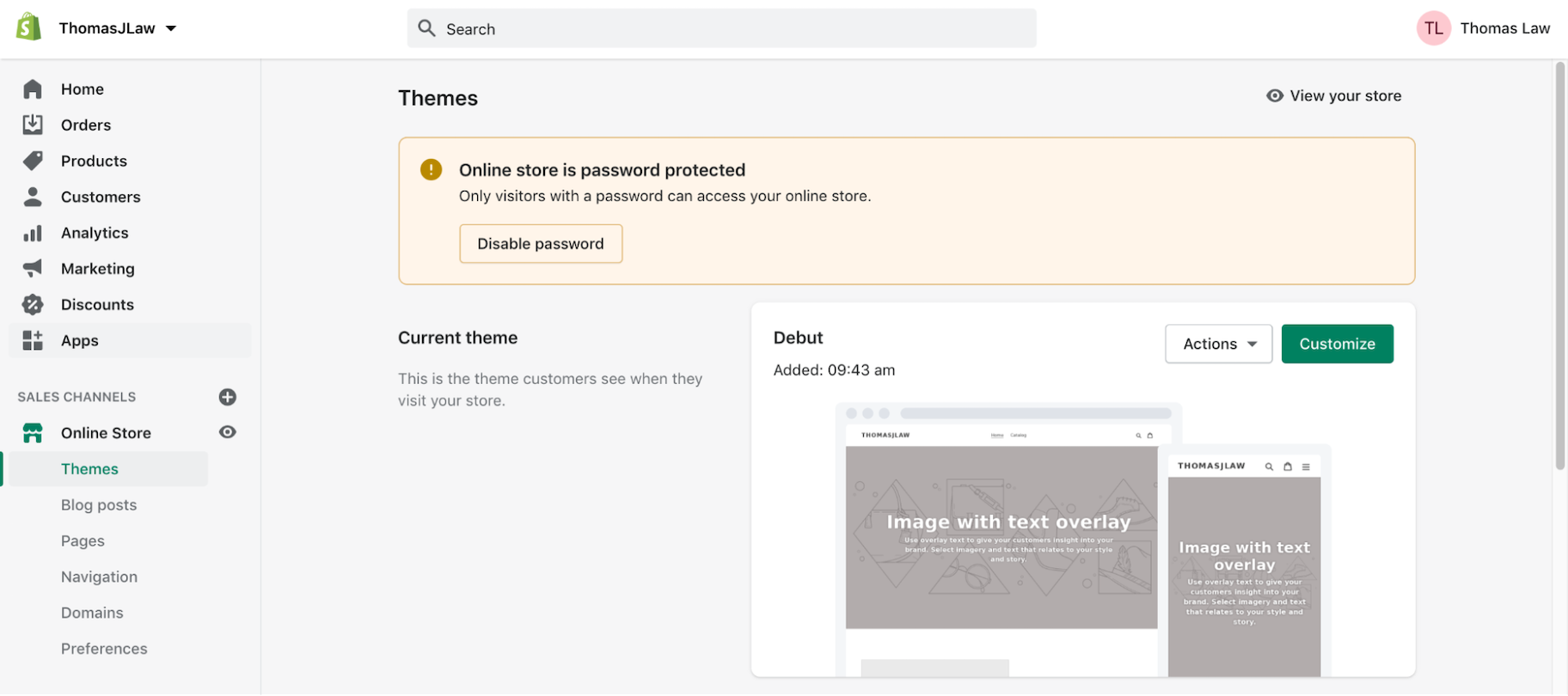 Shopify手册:密码保护