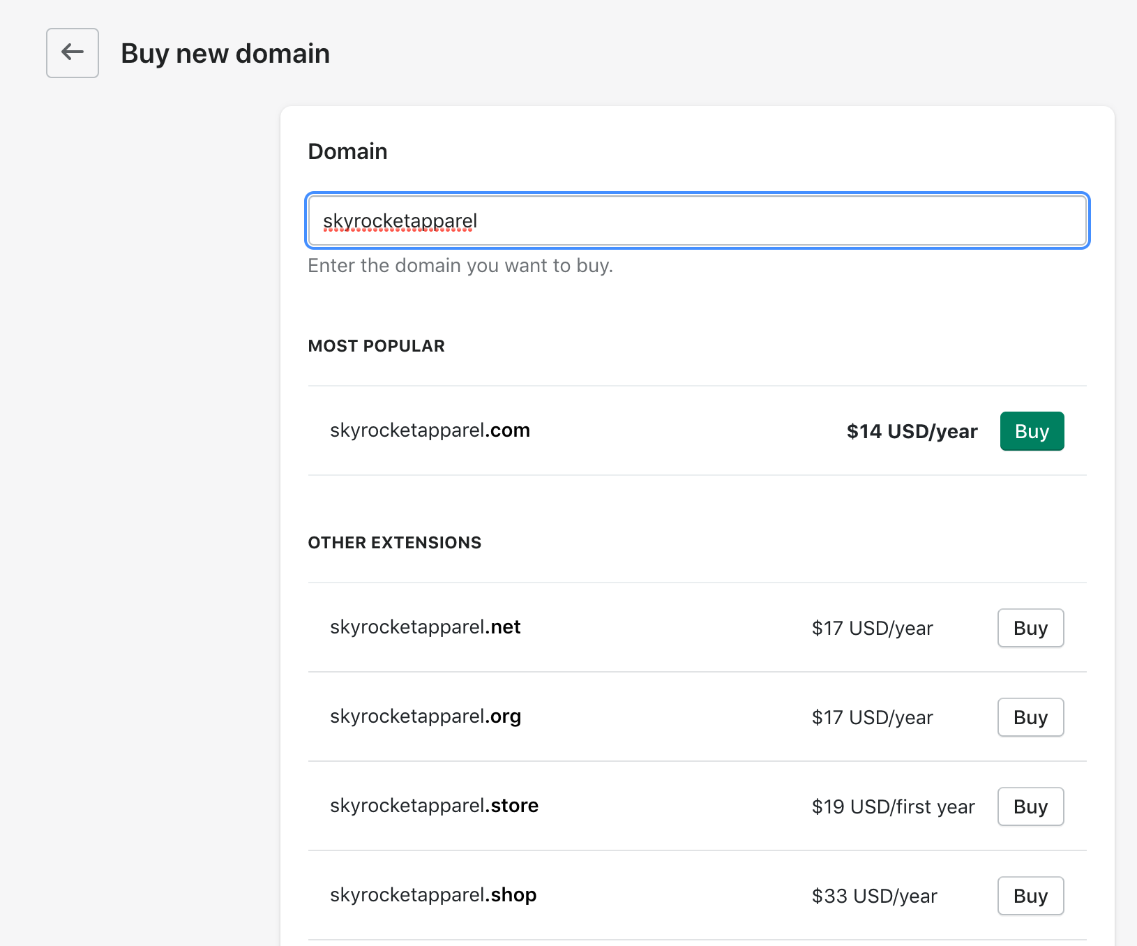 Shopify新手教程:获取域名
