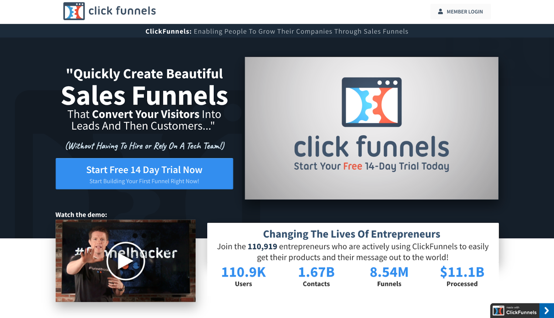 Squarespace的竞争对手:clickfunnel