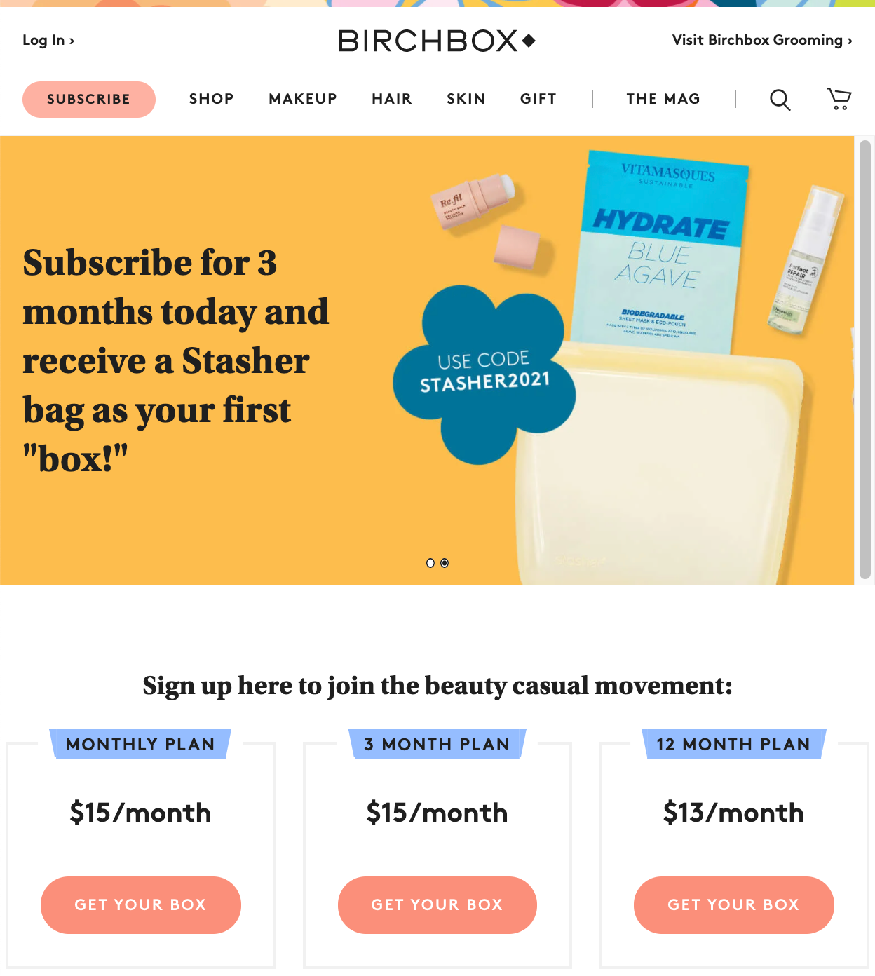 在线商业创意从家里:Birchbox订阅盒