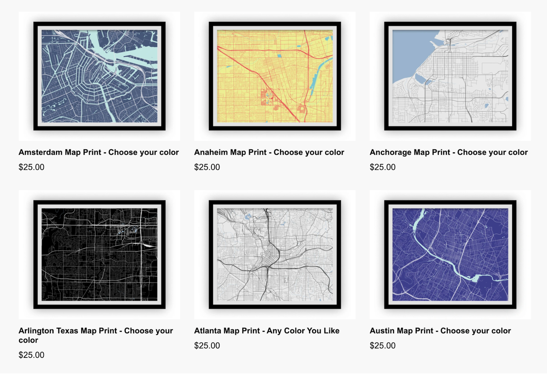 独特的按需印刷产品:我喜欢地图