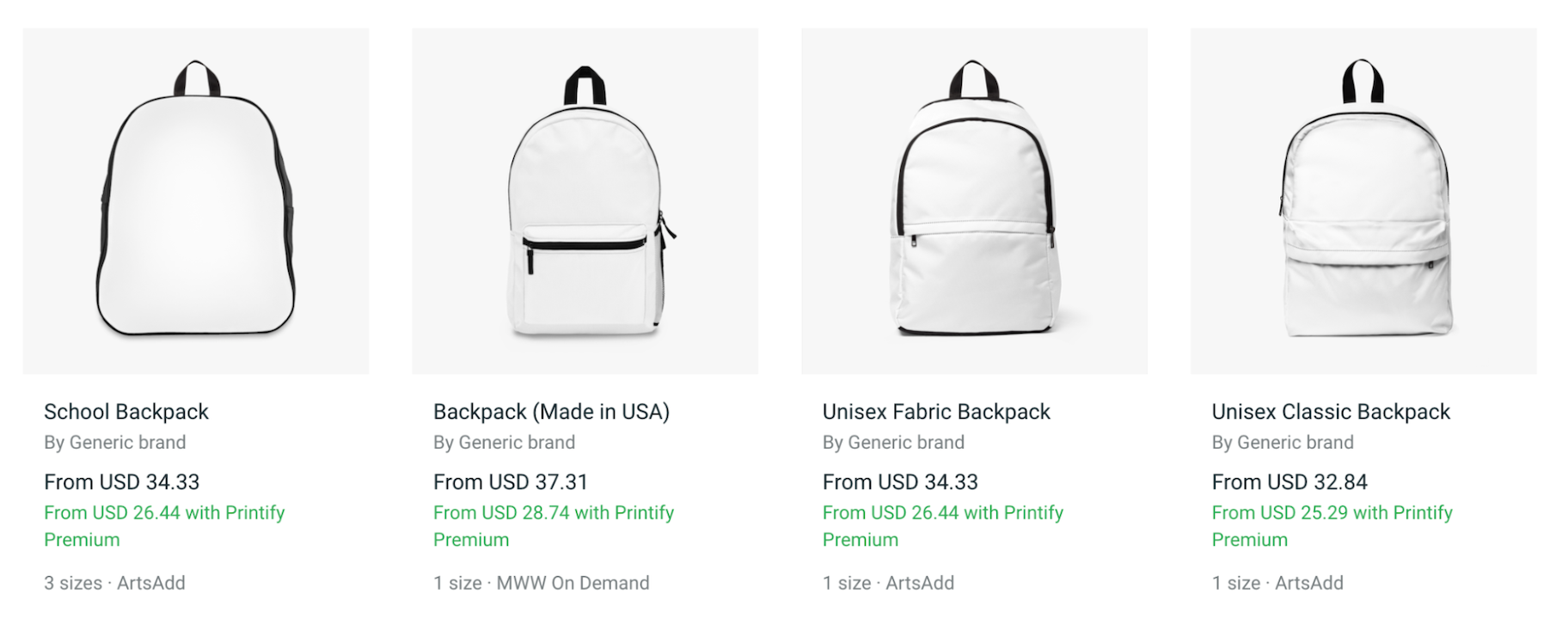 Printify:按需打印背包