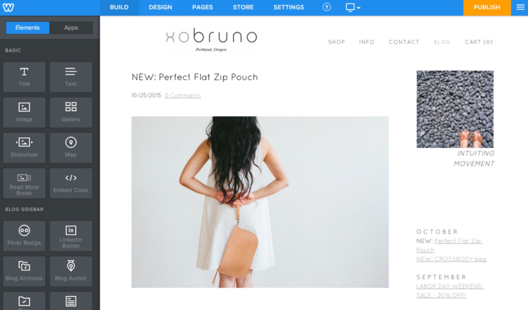 intuitive website editor: Weebly