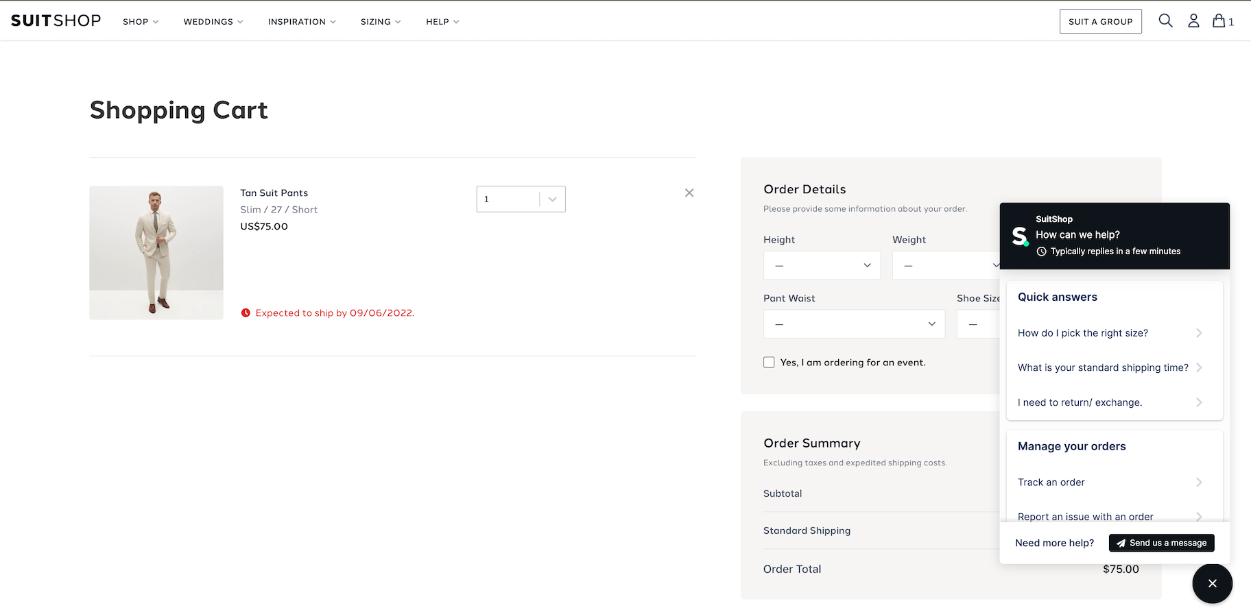 Suitshop聊天机器人结账流程优化