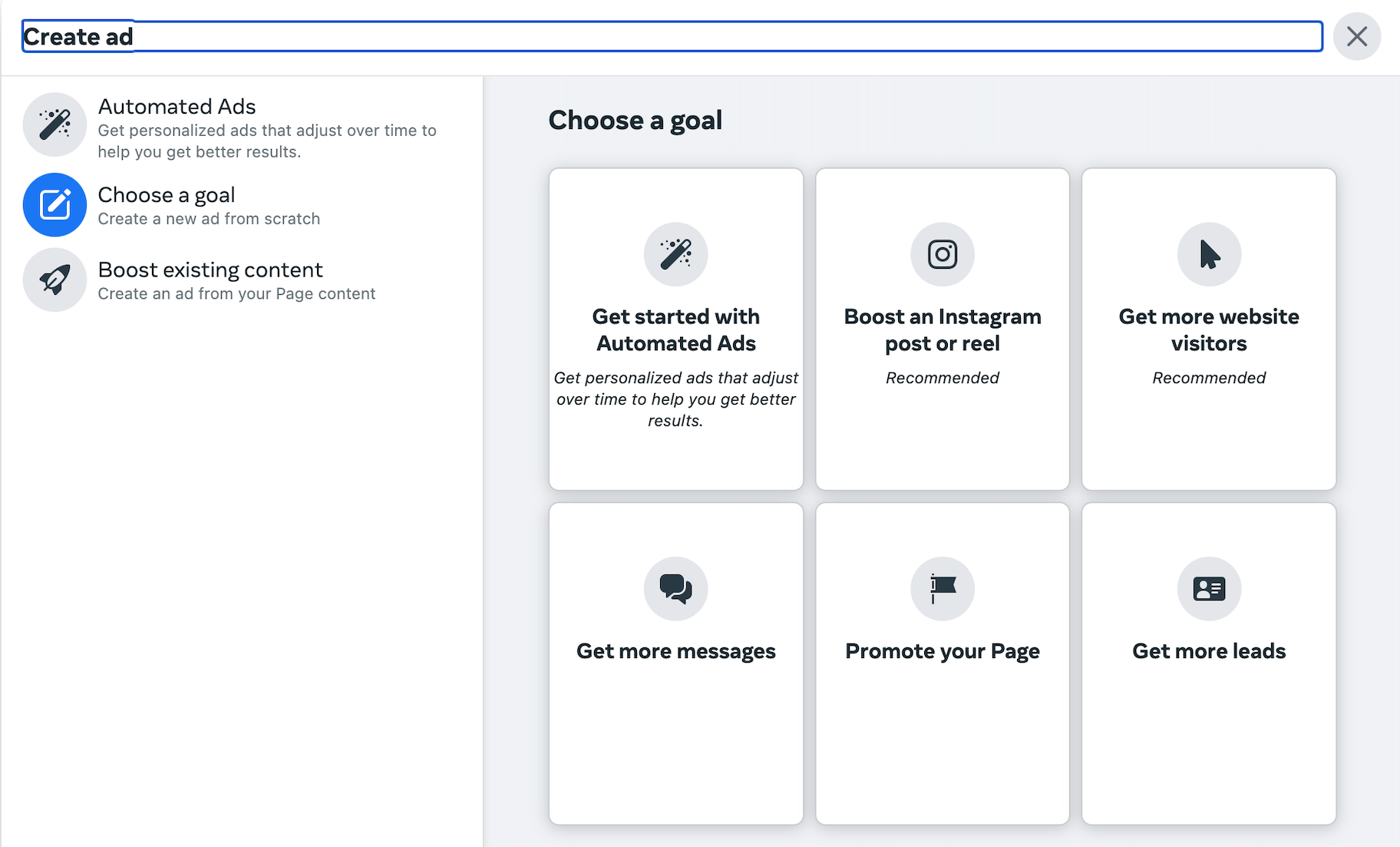 Facebook广告目标