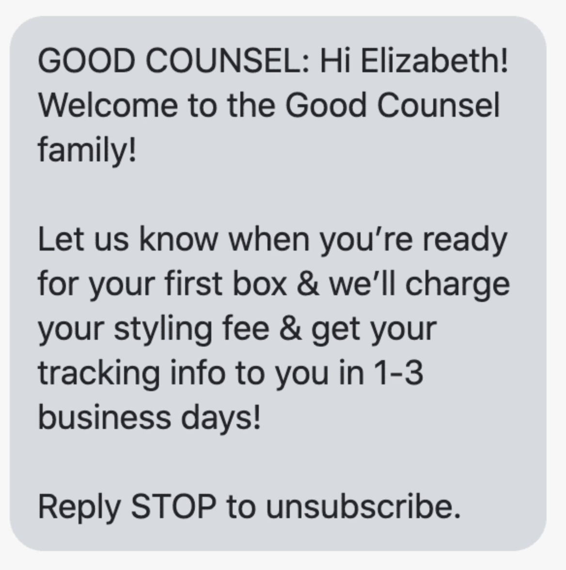 短信类型:欢迎短信