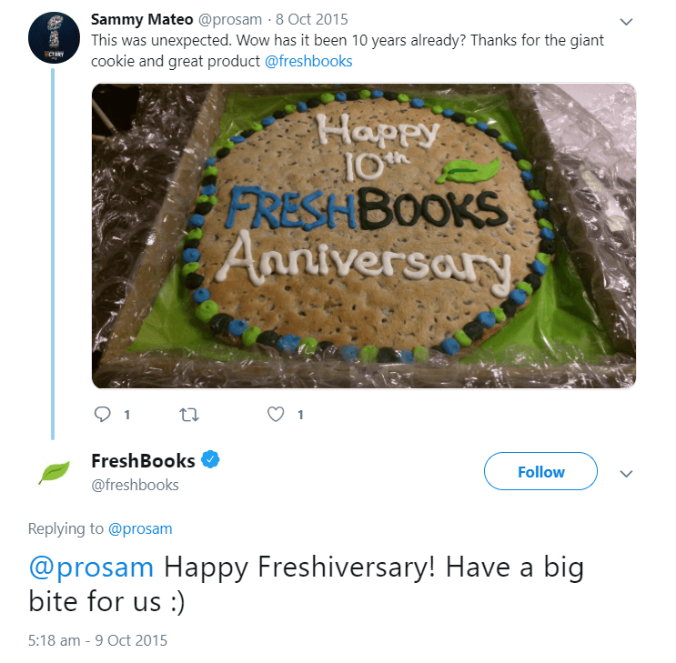 Freshbooks cookie anniversary