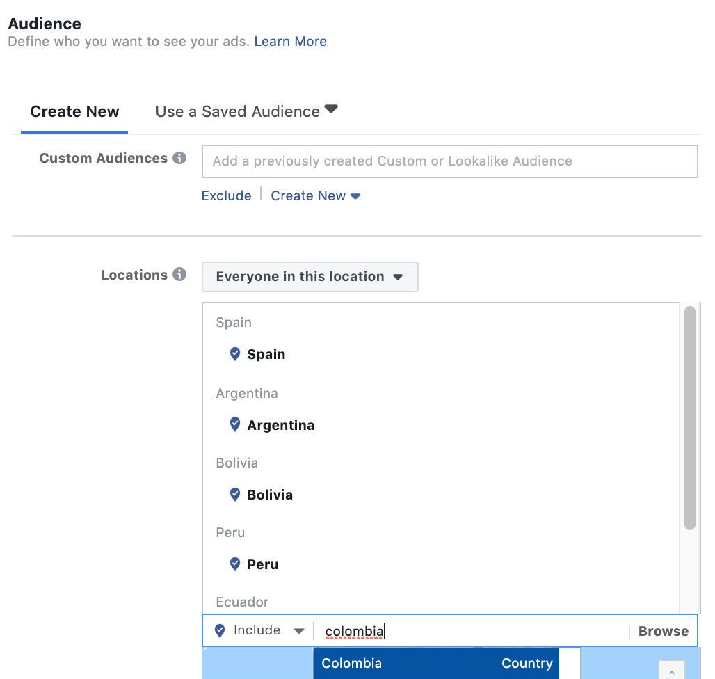 Facebook广告定位