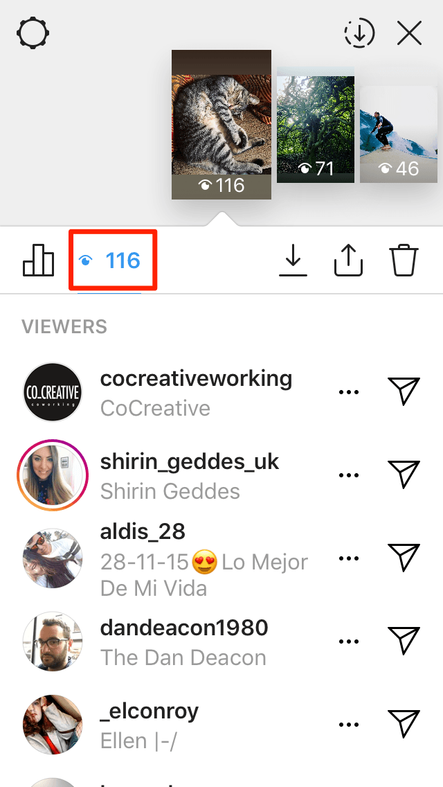 Instagram洞察力的故事观点