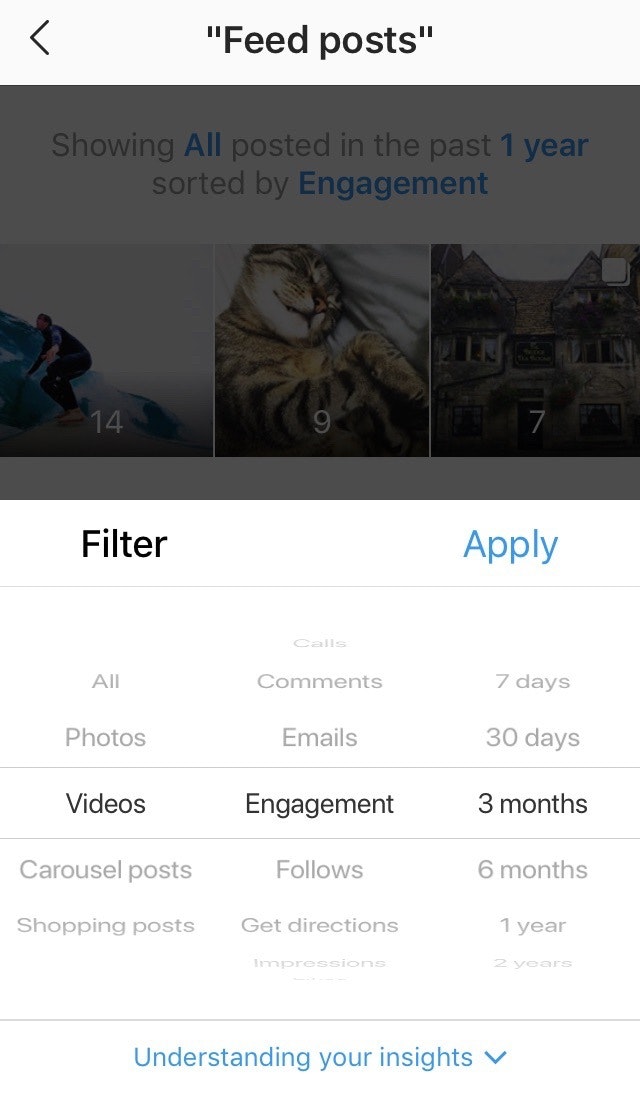 Feed Posts Instagram Insights Filter