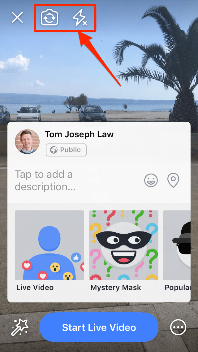 Facebook Live的摄像头设置