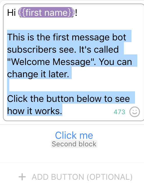 chatbot welcome message