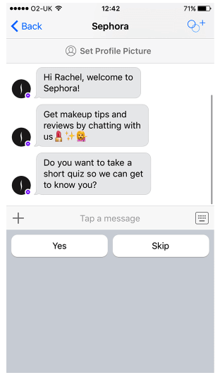 facebook messenger bot sephora