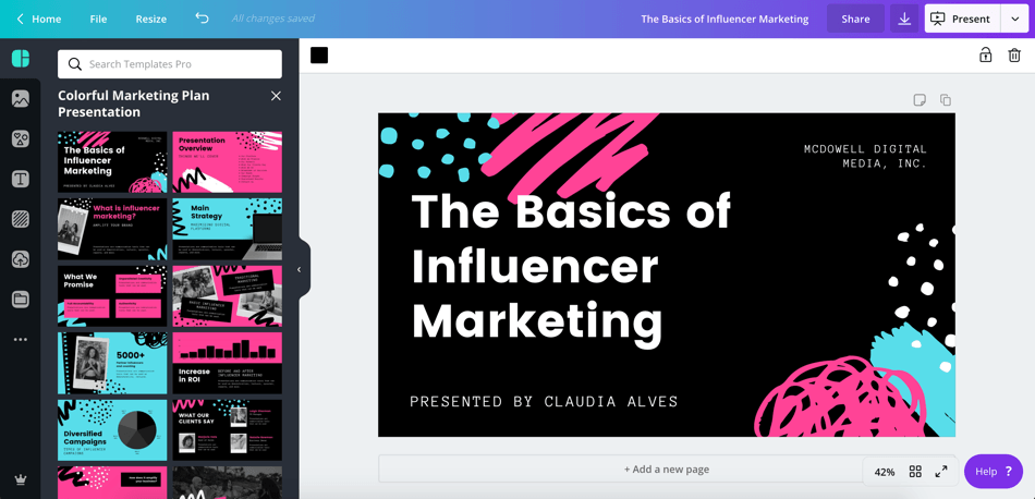 用于演示的Canva