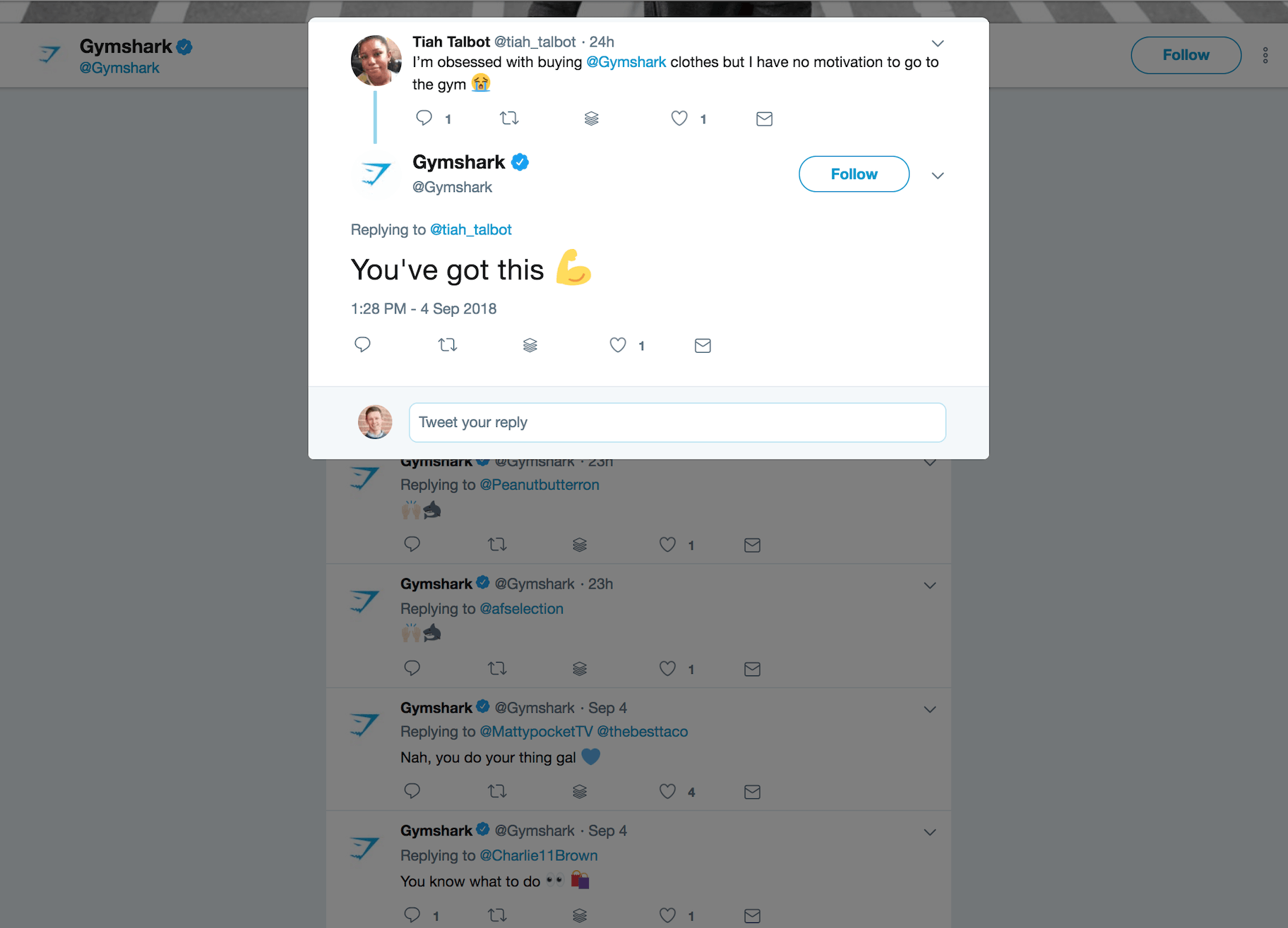 Gymshark Twitter