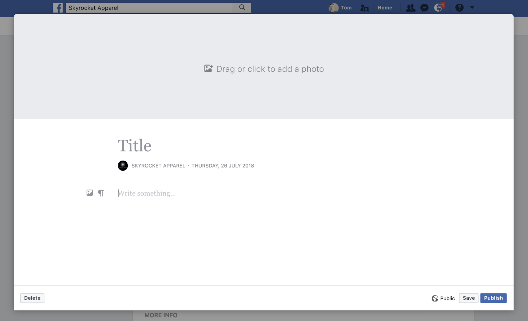 Facebook商业页面故事