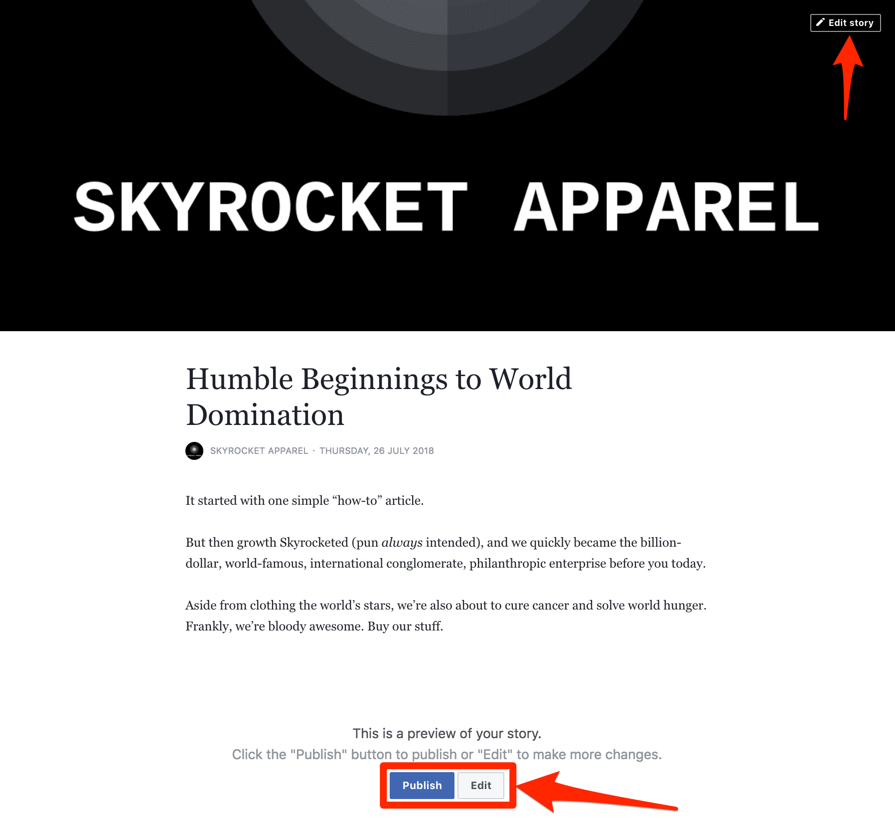 编辑故事Facebook商业页面