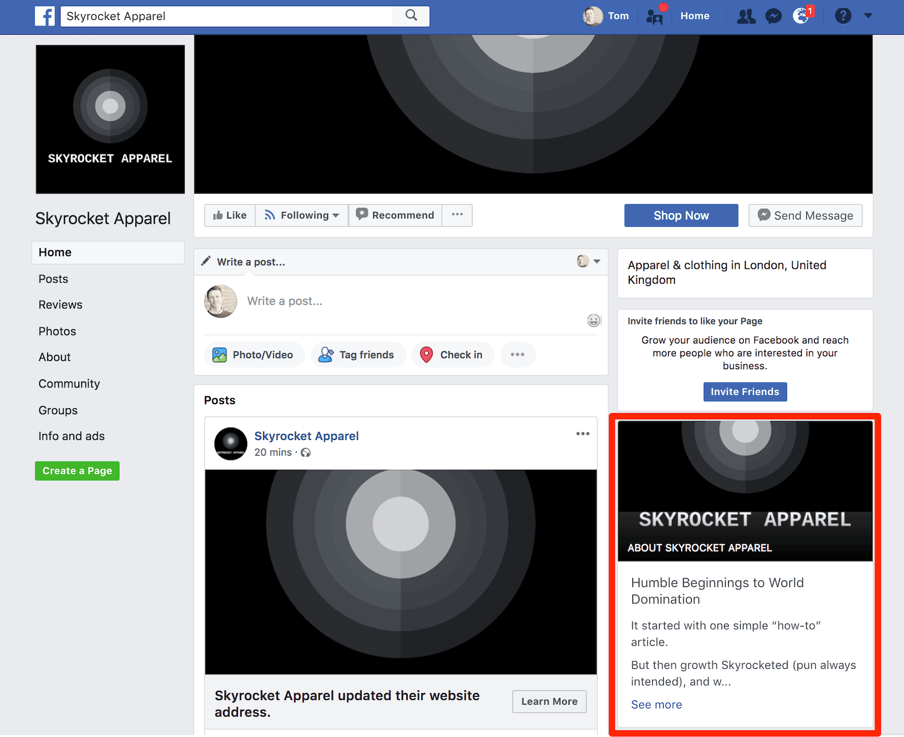 Facebook商业页面故事