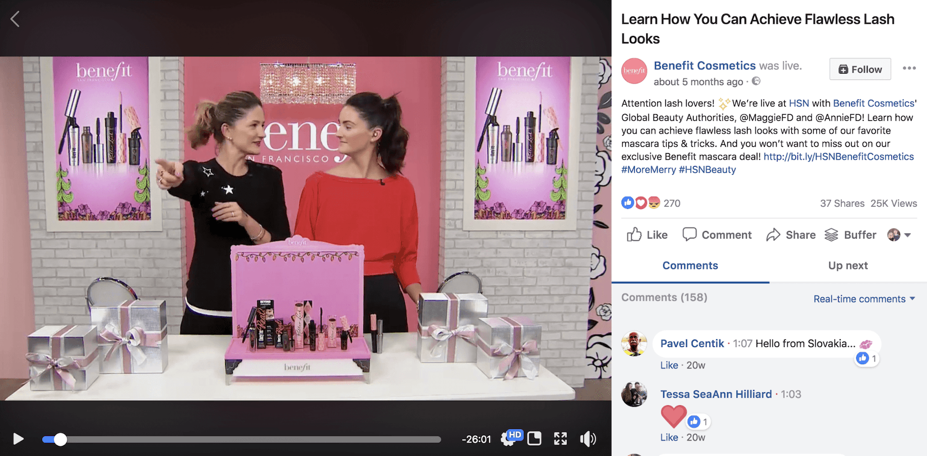 Benefit Cosmetics Facebook Live