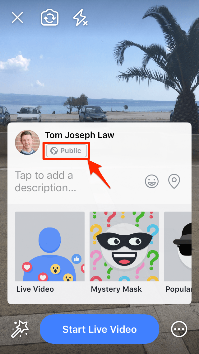 隐私设置Facebook Live