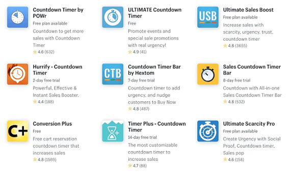 Shopify有一系列的计时器应用程序，你可以使用它们来增加紧迫感