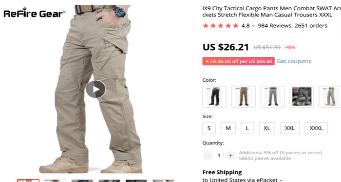 七位数的托运人保罗·李推荐销售这种战术工作裤