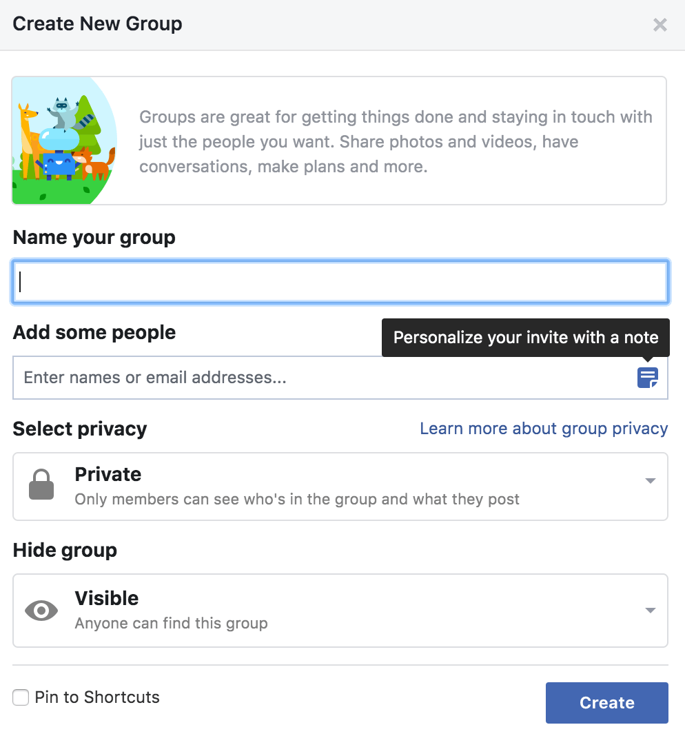 创建Facebook群组的步骤
