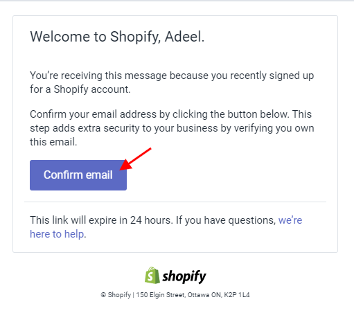 确认shopify邮件