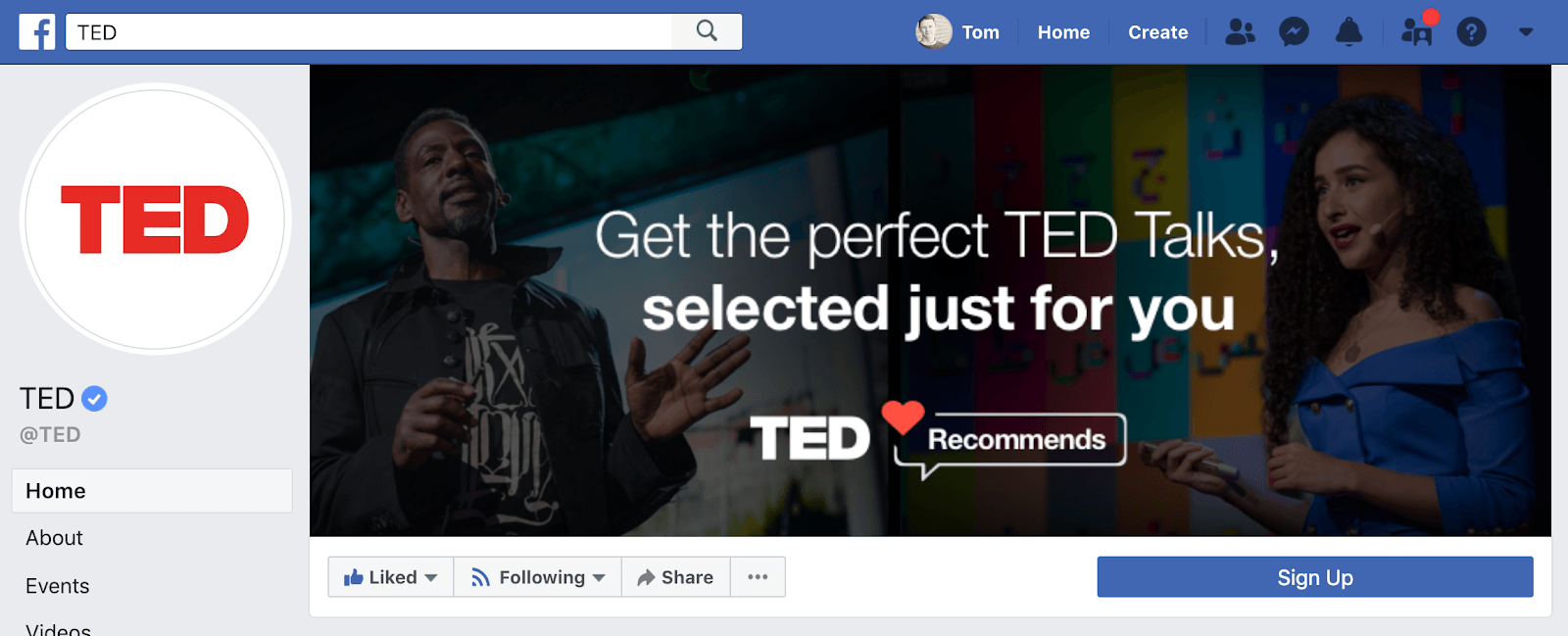Ted演讲Facebook主页