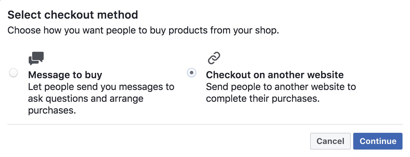 Facebook商店结账方法